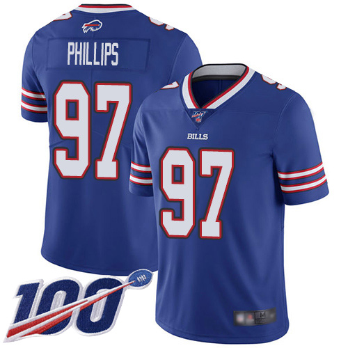 Men Buffalo Bills #97 Jordan Phillips Royal Blue Team Color Vapor Untouchable Limited Player 100th Season NFL Jersey